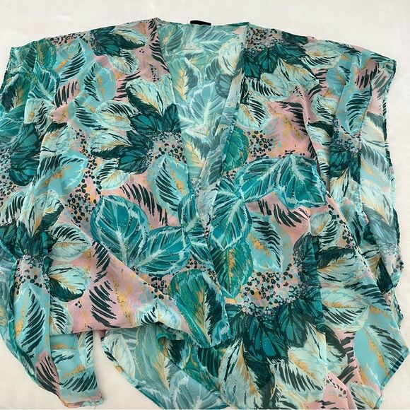 SHEIN Tropical Print Swim Cover Up Poncho, Size M - Picture 5 of 9